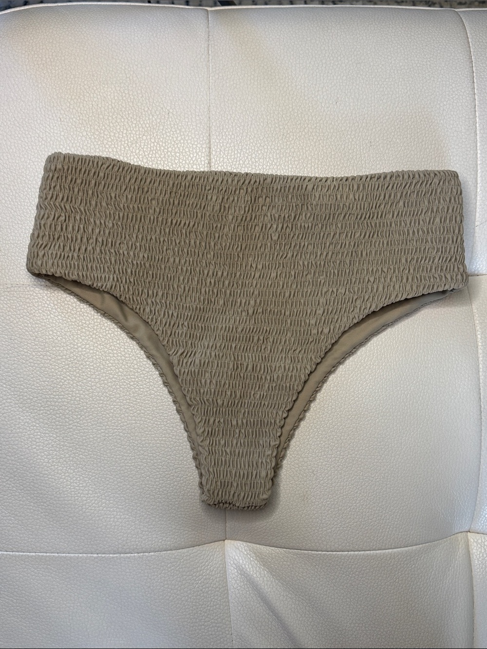 Free People - Aila Blue Smocked Bambi Bikini in Taupe